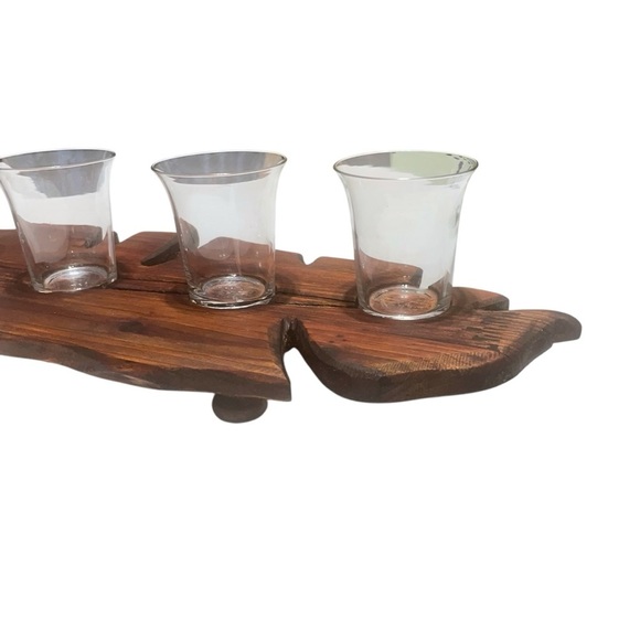 Hand Carved unique vintage Wooden 5 Tea Light Candle Holder. 20”L x 6.5”W - Picture 5 of 14